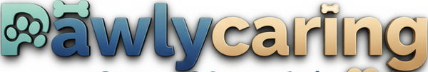 Logo with the text 'Pawlycaring' on a white background