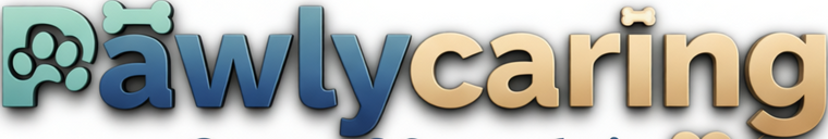 Logo with the text 'Pawlycaring' on a white background